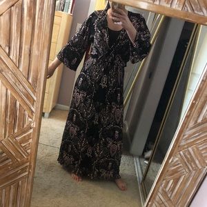 Boho Maxi Dress with Bell Sleeves